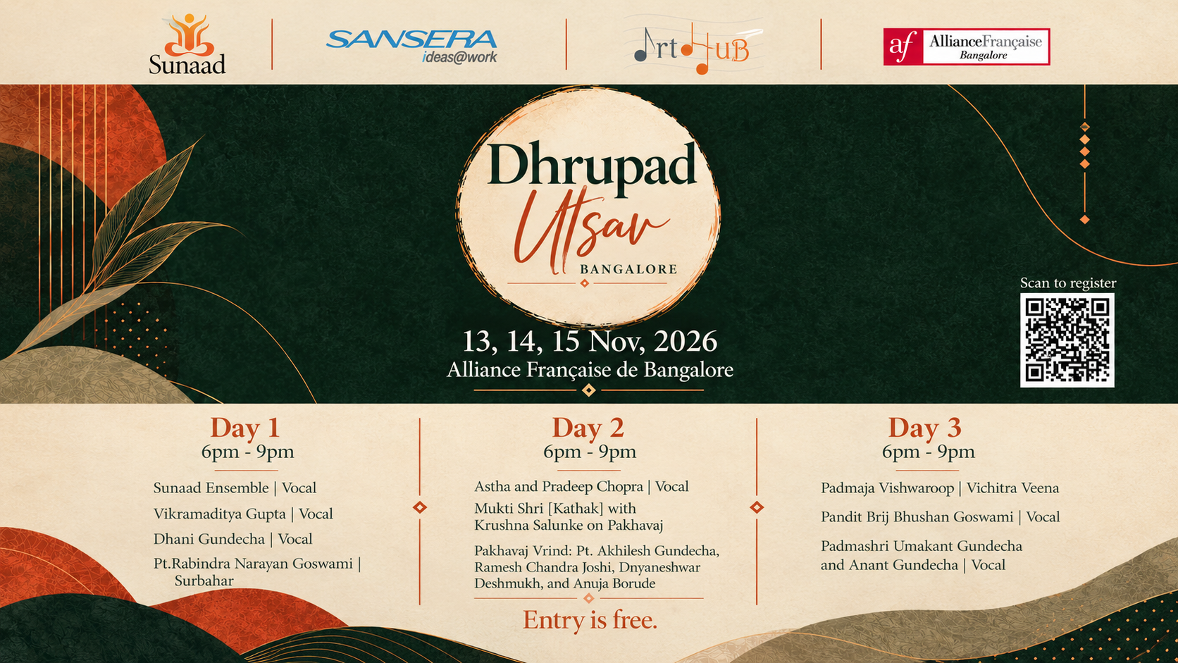 Dhrupad Utsav Bangalore Festival Poster